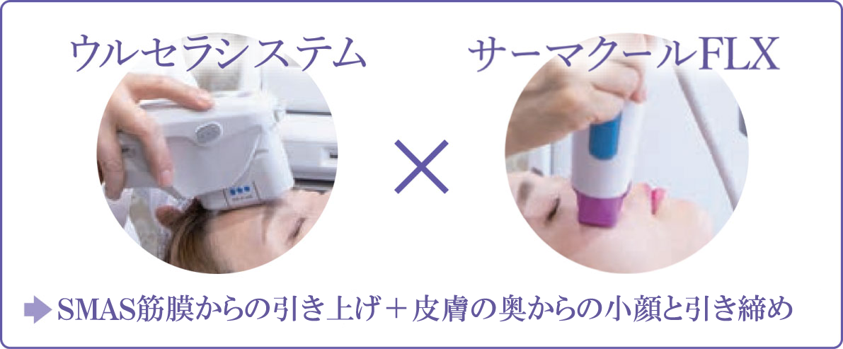 ウルセラシステム×サーマクールFLX SMAS筋膜からの引き上げ＋皮膚の奥からの小顔と引き締め
