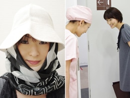 帽子とスカーフの着用 術後の帰宅